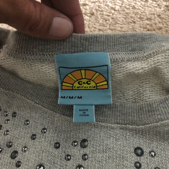 C and C California gray studded sweatshirt - Picture 3 of 8